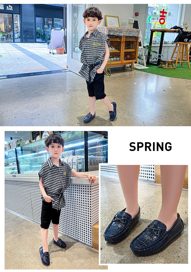 Loafer Kid Boy's Shoes Moccasin-Gommino New Summer Shoes Slip on Baby Shoes British Style Small Leather Shoes