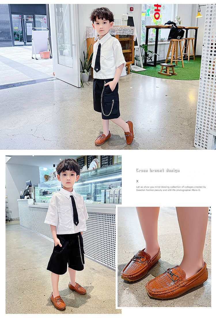 Loafer Kid Boy's Shoes Moccasin-Gommino New Summer Shoes Slip on Baby Shoes British Style Small Leather Shoes