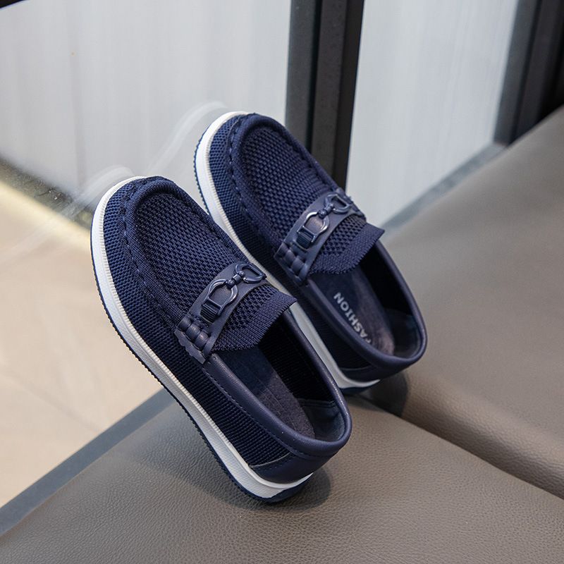Loafer Kid Children's Shoes Spring Autumn New Flyknit Shoes Children's British Style Casual Shoes Slip on Bean Shoes