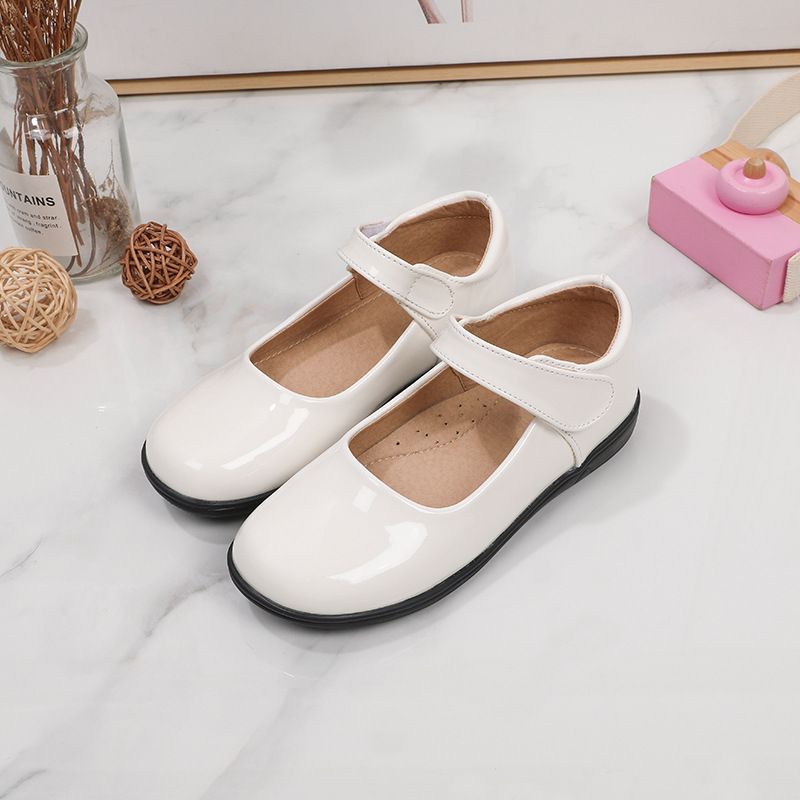 Girl's Leather Shoes Black White Children Performing Shoes Spring Autumn New Style Princess Dress Shoes for Middle Aged Children Elementary School Student Shoes
