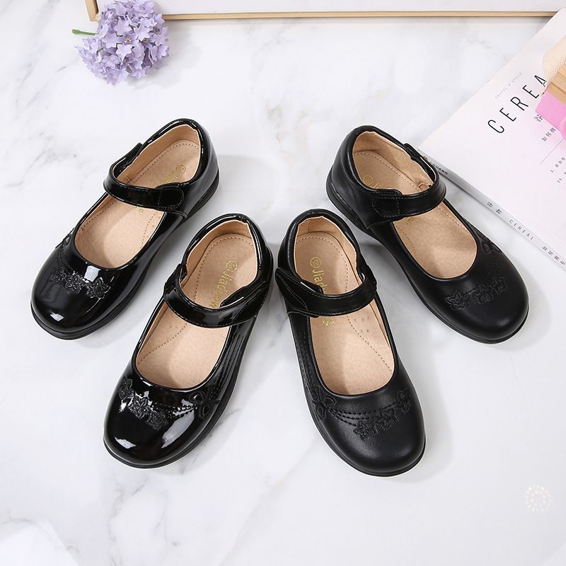 Girl's Leather Shoes Black White Children Performing Shoes Spring Autumn New Style Princess Dress Shoes for Middle Aged Children Elementary School Student Shoes