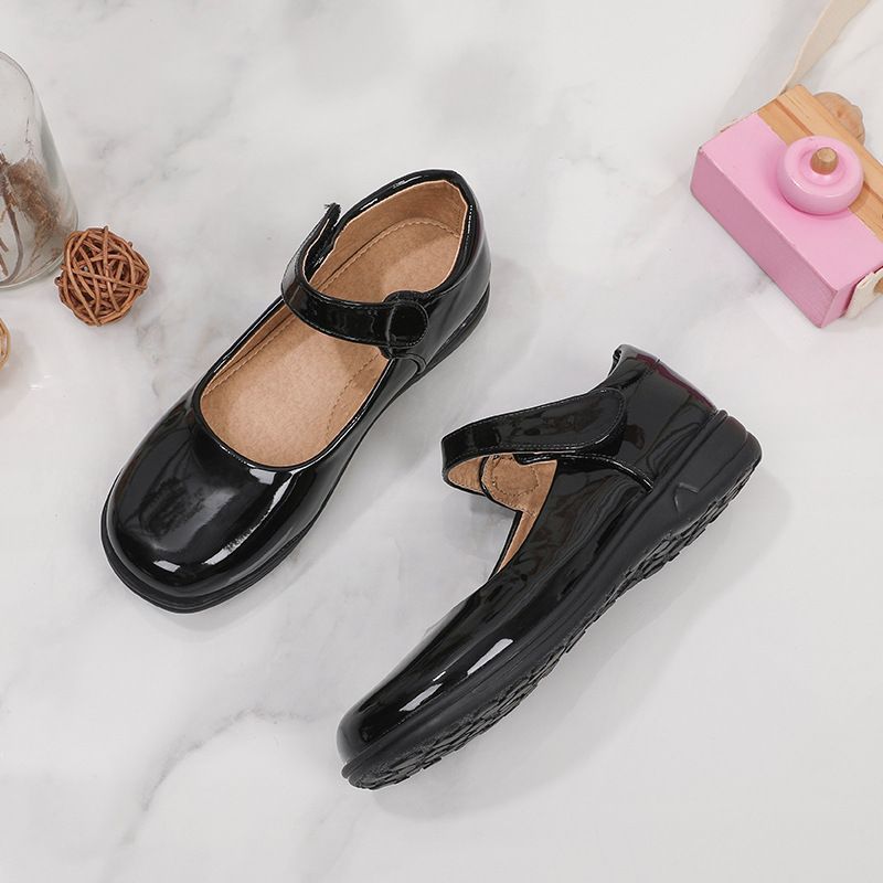 Girl's Leather Shoes Black White Children Performing Shoes Spring Autumn New Style Princess Dress Shoes for Middle Aged Children Elementary School Student Shoes