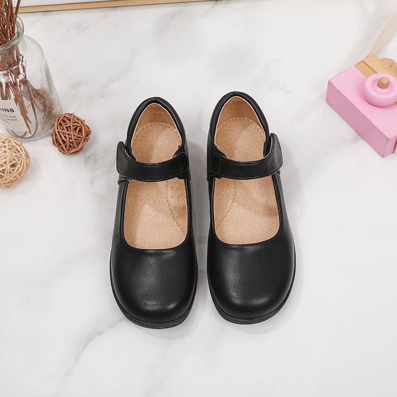 Girl's Leather Shoes Black White Children Performing Shoes Spring Autumn New Style Princess Dress Shoes for Middle Aged Children Elementary School Student Shoes