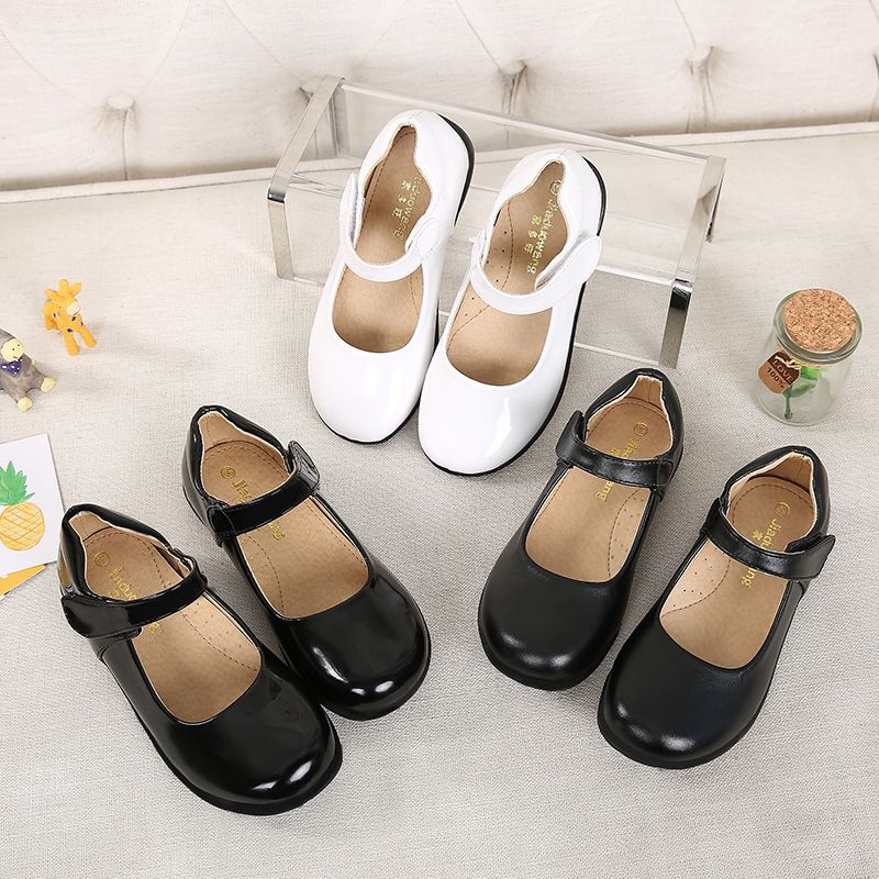 Girl's Leather Shoes Black White Children Performing Shoes Spring Autumn New Style Princess Dress Shoes for Middle Aged Children Elementary School Student Shoes