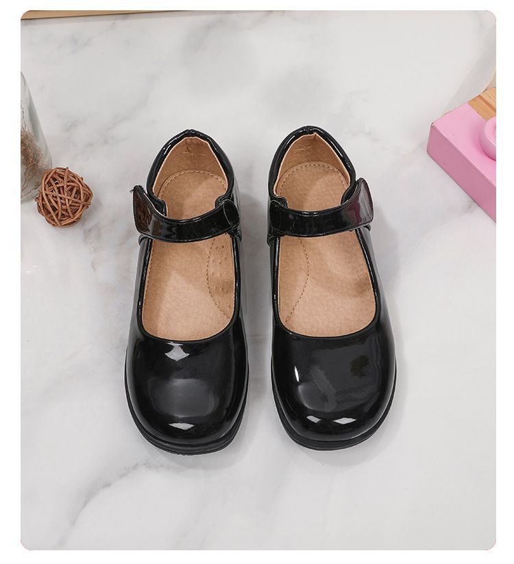 Girl's Leather Shoes Black White Children Performing Shoes Spring Autumn New Style Princess Dress Shoes for Middle Aged Children Elementary School Student Shoes