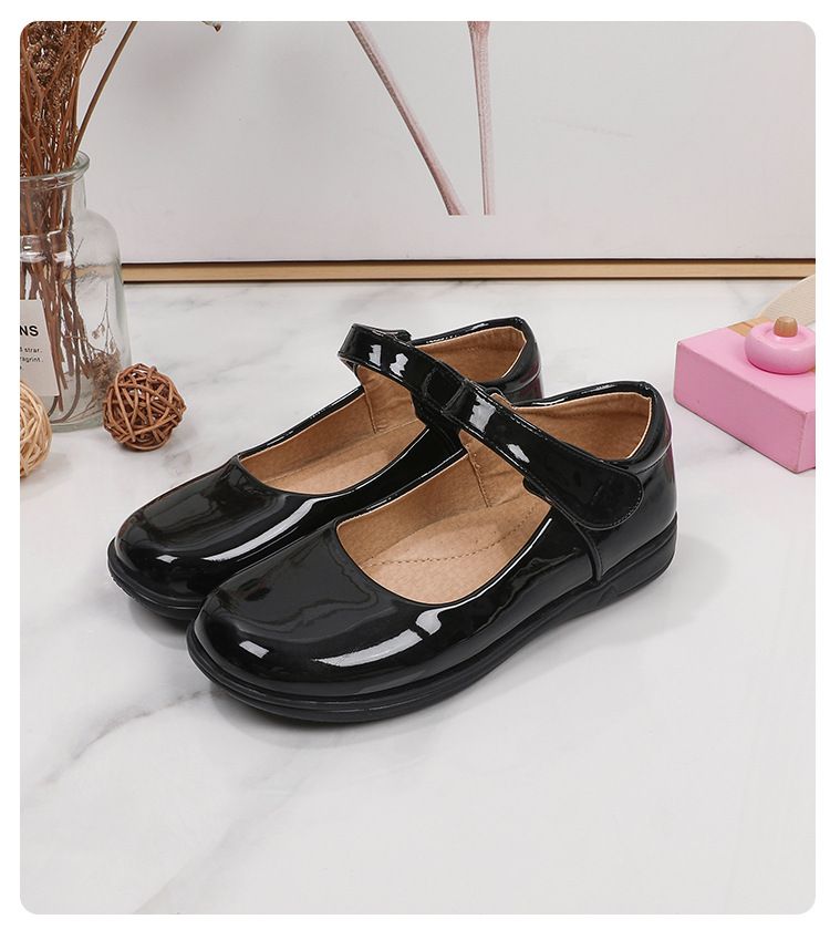 Girl's Leather Shoes Black White Children Performing Shoes Spring Autumn New Style Princess Dress Shoes for Middle Aged Children Elementary School Student Shoes