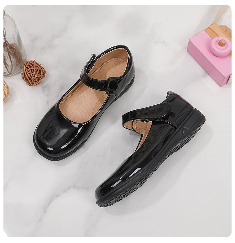 Girl's Leather Shoes Black White Children Performing Shoes Spring Autumn New Style Princess Dress Shoes for Middle Aged Children Elementary School Student Shoes