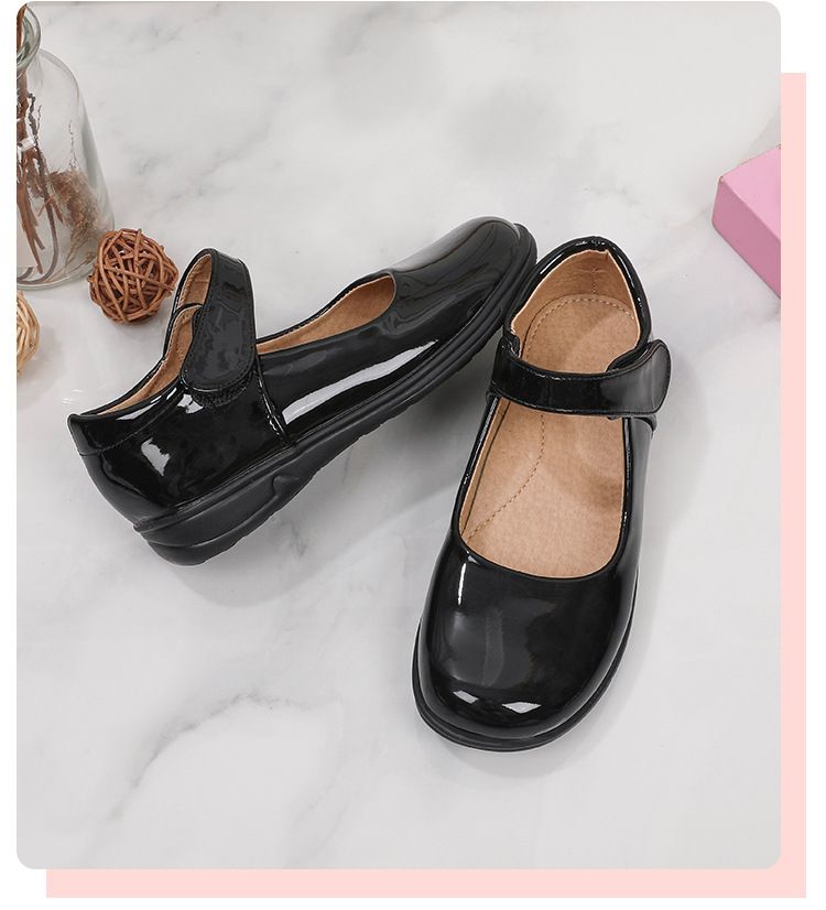 Girl's Leather Shoes Black White Children Performing Shoes Spring Autumn New Style Princess Dress Shoes for Middle Aged Children Elementary School Student Shoes
