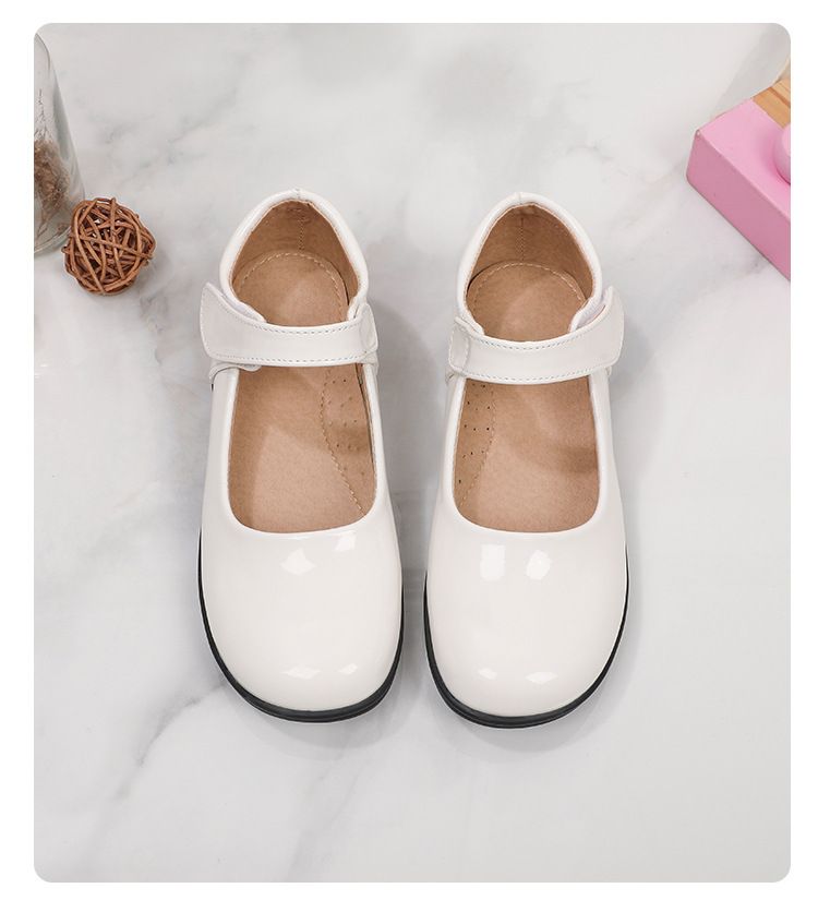 Girl's Leather Shoes Black White Children Performing Shoes Spring Autumn New Style Princess Dress Shoes for Middle Aged Children Elementary School Student Shoes