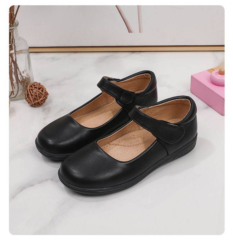 Girl's Leather Shoes Black White Children Performing Shoes Spring Autumn New Style Princess Dress Shoes for Middle Aged Children Elementary School Student Shoes