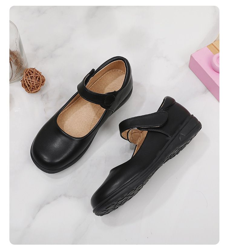 Girl's Leather Shoes Black White Children Performing Shoes Spring Autumn New Style Princess Dress Shoes for Middle Aged Children Elementary School Student Shoes