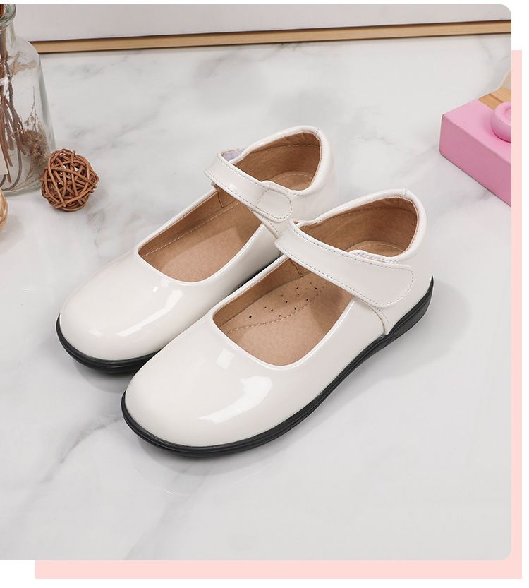 Girl's Leather Shoes Black White Children Performing Shoes Spring Autumn New Style Princess Dress Shoes for Middle Aged Children Elementary School Student Shoes