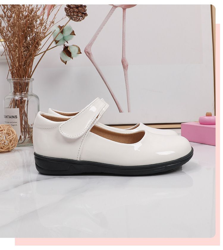 Girl's Leather Shoes Black White Children Performing Shoes Spring Autumn New Style Princess Dress Shoes for Middle Aged Children Elementary School Student Shoes