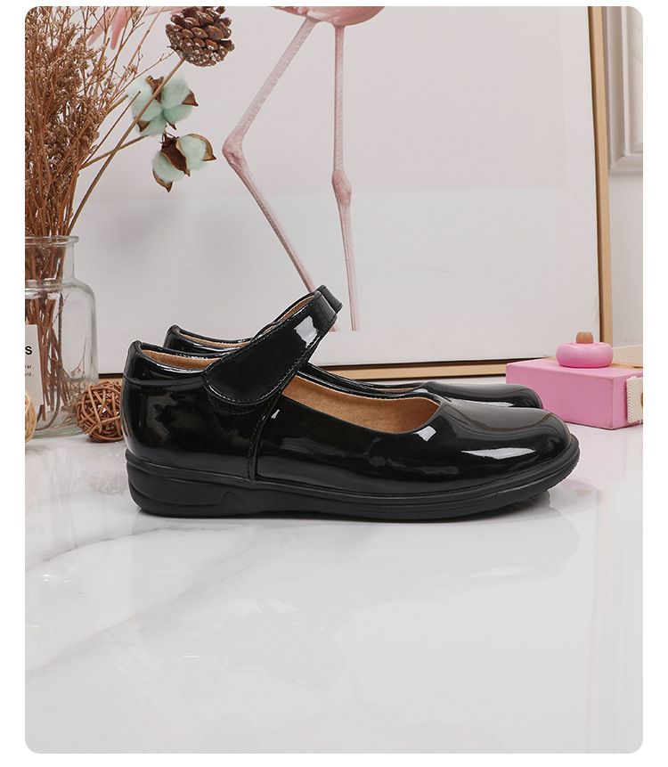 Girl's Leather Shoes Black White Children Performing Shoes Spring Autumn New Style Princess Dress Shoes for Middle Aged Children Elementary School Student Shoes