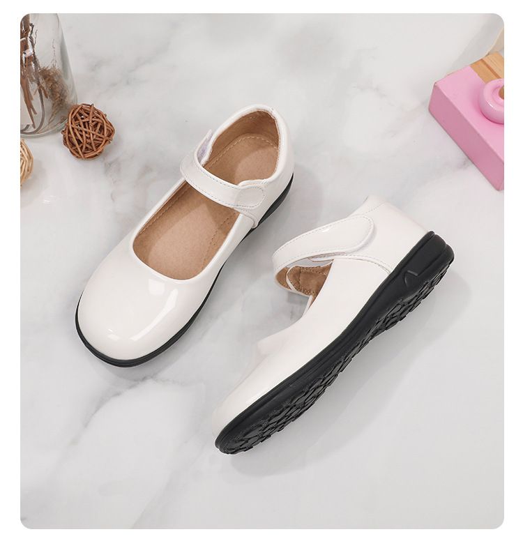 Girl's Leather Shoes Black White Children Performing Shoes Spring Autumn New Style Princess Dress Shoes for Middle Aged Children Elementary School Student Shoes