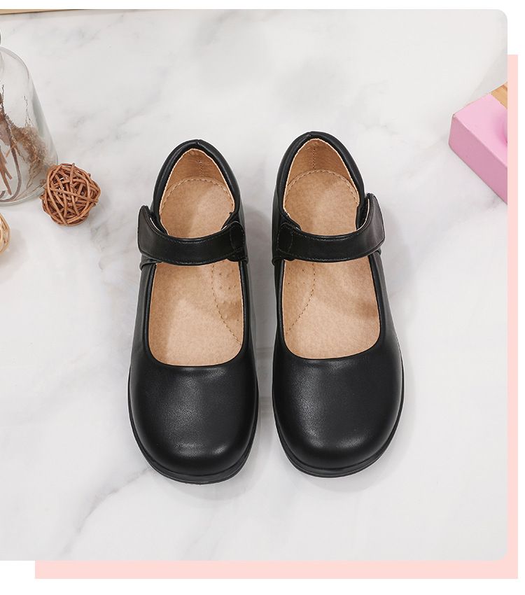 Girl's Leather Shoes Black White Children Performing Shoes Spring Autumn New Style Princess Dress Shoes for Middle Aged Children Elementary School Student Shoes