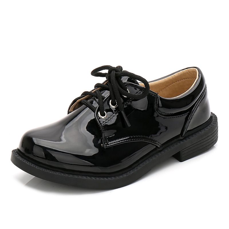 Dress Shoes Boys' Leather Shoes Black Patent Leather Shoes New British Style Flower Children's Shoes for Primary Secondary School Students Boys Children's Performance Shoes