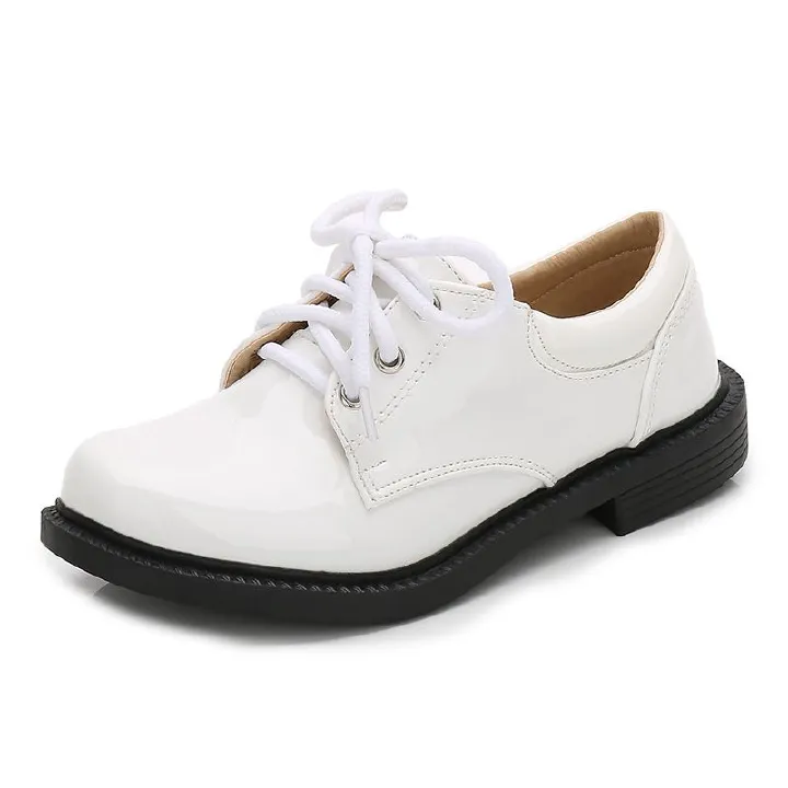 Dress Shoes Boys' Leather Shoes Black Patent Leather Shoes New British Style Flower Children's Shoes for Primary Secondary School Students Boys Children's Performance Shoes