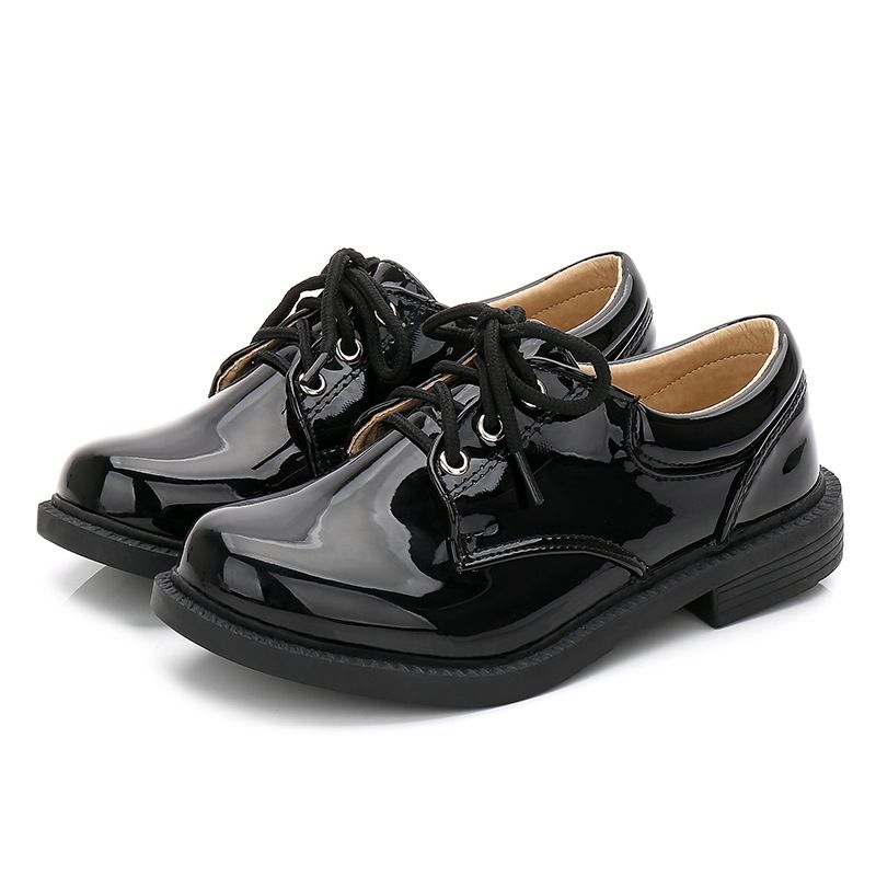 Dress Shoes Boys' Leather Shoes Black Patent Leather Shoes New British Style Flower Children's Shoes for Primary Secondary School Students Boys Children's Performance Shoes