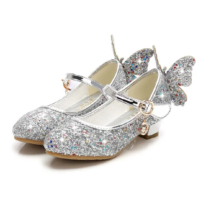 Dress Shoes Girls' High Heels Princess Leather Shoes New Spring Autumn Children's Shoes Children's Performance Shoes Girl'S Crystal Shoes