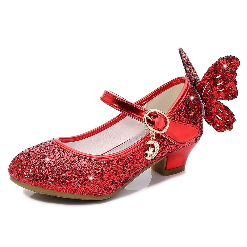 Dress Shoes Girls' High Heels Princess Leather Shoes New Spring Autumn Children's Shoes Children's Performance Shoes Girl'S Crystal Shoes