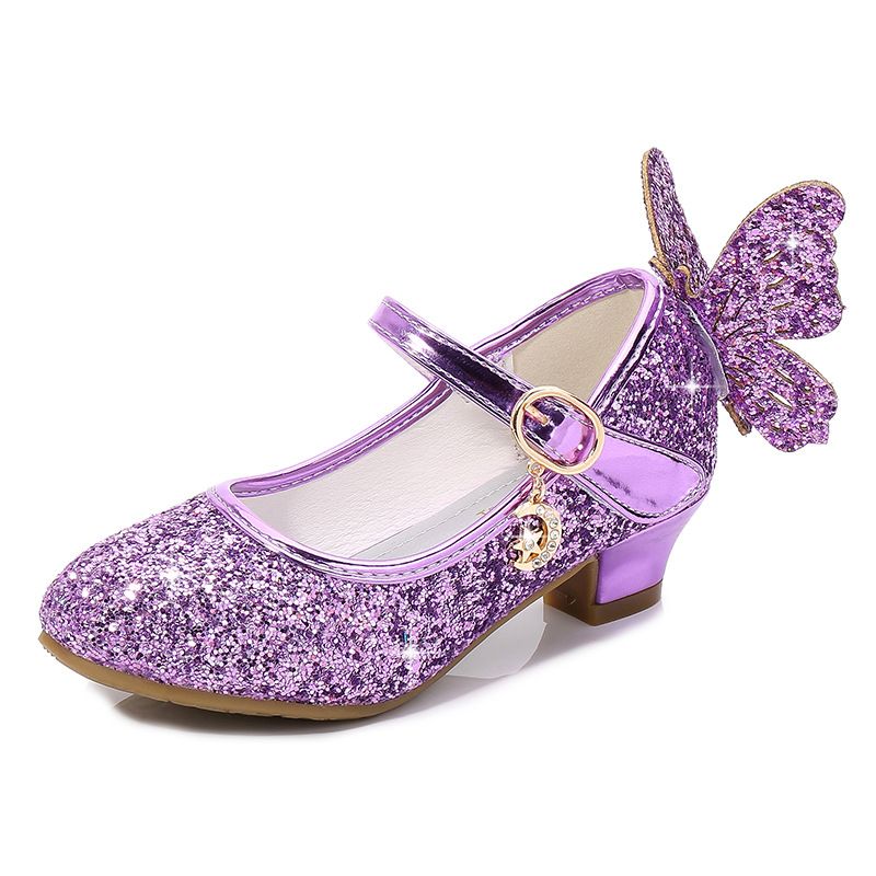 Dress Shoes Girls' High Heels Princess Leather Shoes New Spring Autumn Children's Shoes Children's Performance Shoes Girl'S Crystal Shoes