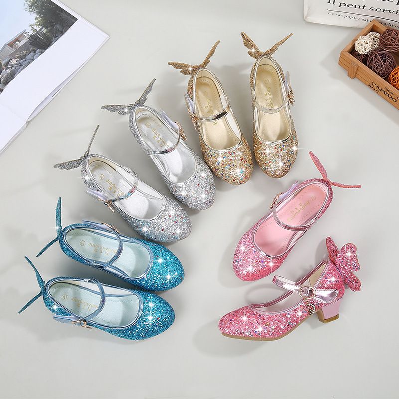 Dress Shoes Girls' High Heels Princess Leather Shoes New Spring Autumn Children's Shoes Children's Performance Shoes Girl'S Crystal Shoes