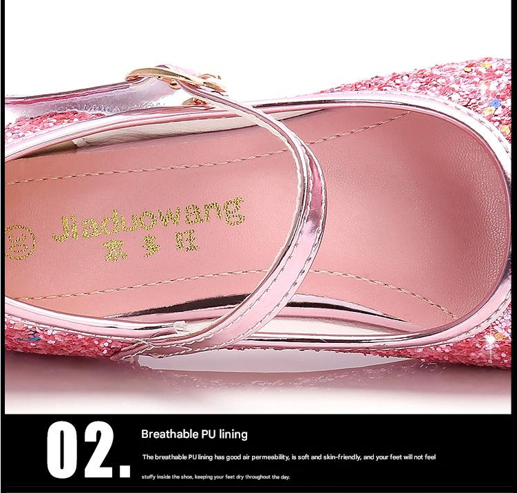 Dress Shoes Girls' High Heels Princess Leather Shoes New Spring Autumn Children's Shoes Children's Performance Shoes Girl'S Crystal Shoes
