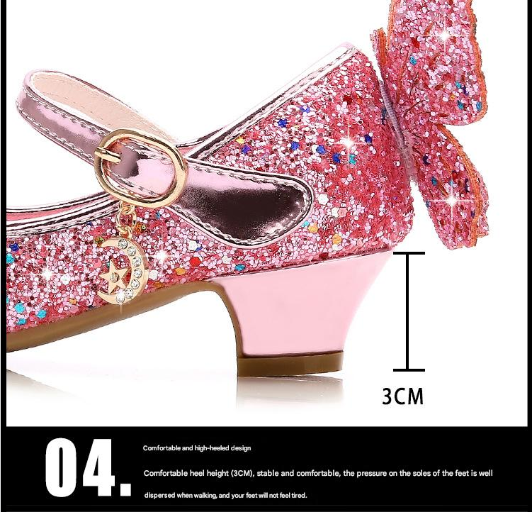Dress Shoes Girls' High Heels Princess Leather Shoes New Spring Autumn Children's Shoes Children's Performance Shoes Girl'S Crystal Shoes