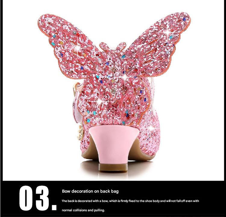 Dress Shoes Girls' High Heels Princess Leather Shoes New Spring Autumn Children's Shoes Children's Performance Shoes Girl'S Crystal Shoes