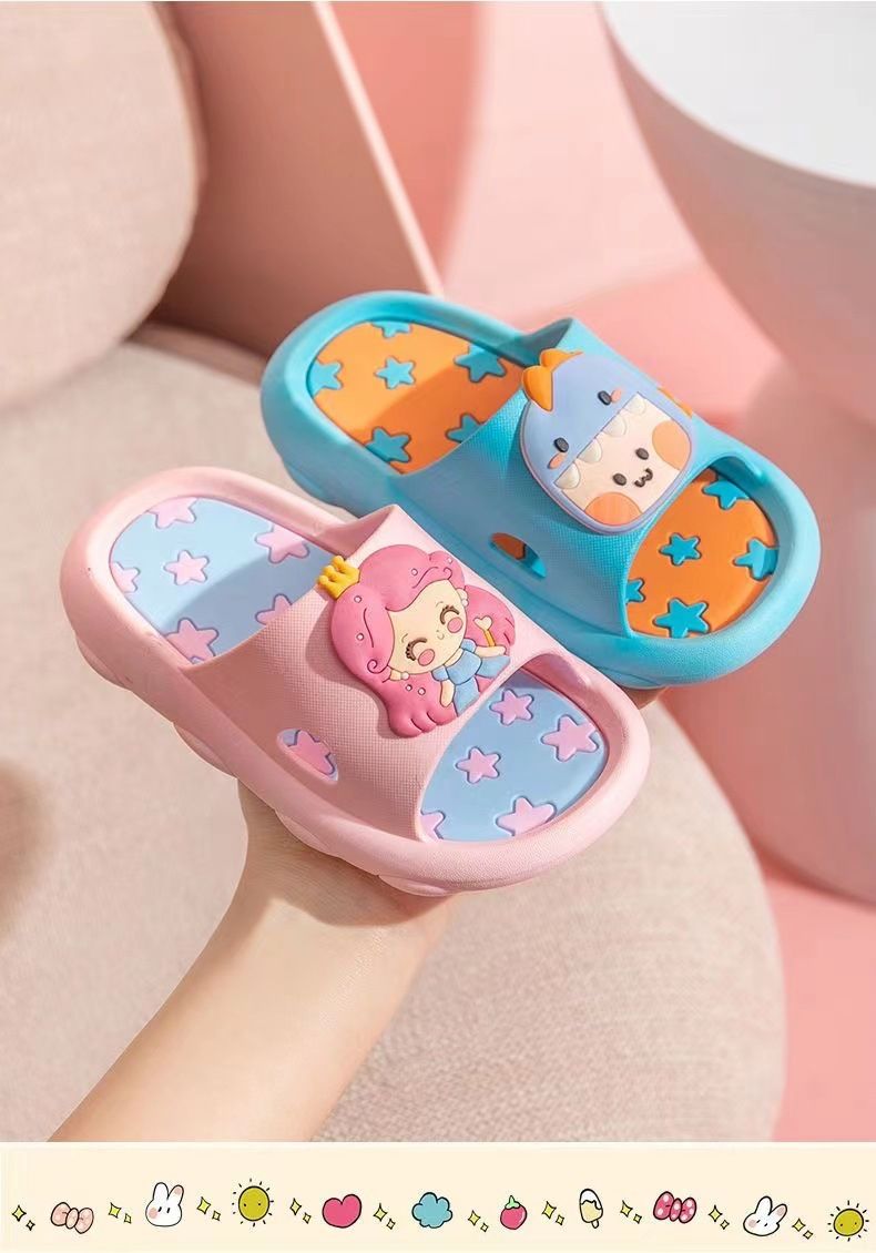 Children's Slippers Summer Girls Cartoon Cute Indoor Soft Bottom Anti Slip Bathroom Baby Boys Sandals Slippers