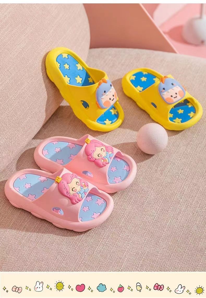 Children's Slippers Summer Girls Cartoon Cute Indoor Soft Bottom Anti Slip Bathroom Baby Boys Sandals Slippers
