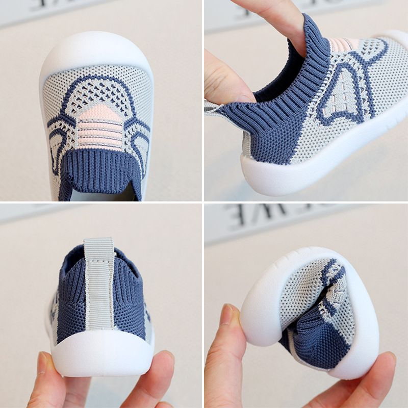 Baby Shoes Spring Autumn Children's Breathable Indoor And Outdoor Shoes Baby Soft Sole Anti-Collision Walking Shoes Fashionable Flyknit Mesh Shoes for Boys Girls