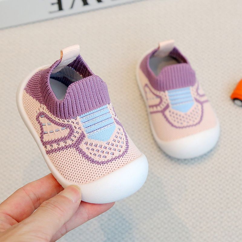 Baby Shoes Spring Autumn Children's Breathable Indoor And Outdoor Shoes Baby Soft Sole Anti-Collision Walking Shoes Fashionable Flyknit Mesh Shoes for Boys Girls