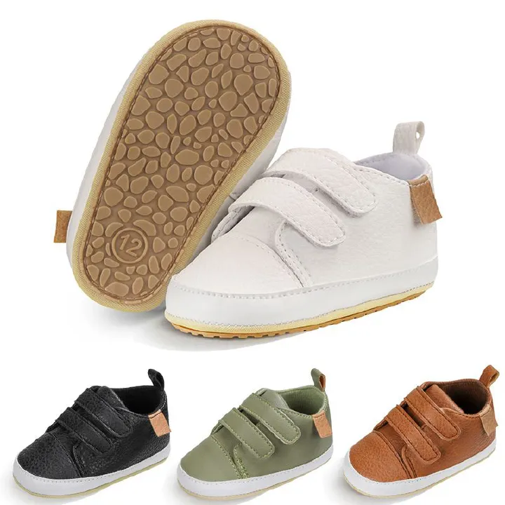 Spring Autumn 0-1 Year Old Baby Walking Shoes PU Velcro Baby Sneakers Indoor Outdoor Leather Shoes Soft Soles Baby Shoes