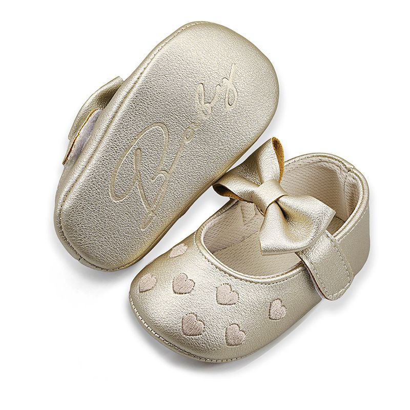 Baby Shoes Spring Autumn Embroidered Peach Heart Bow Baby Shoe Prewalker 0-1 Year Old Baby Boys Girls Soft Soled Shoes