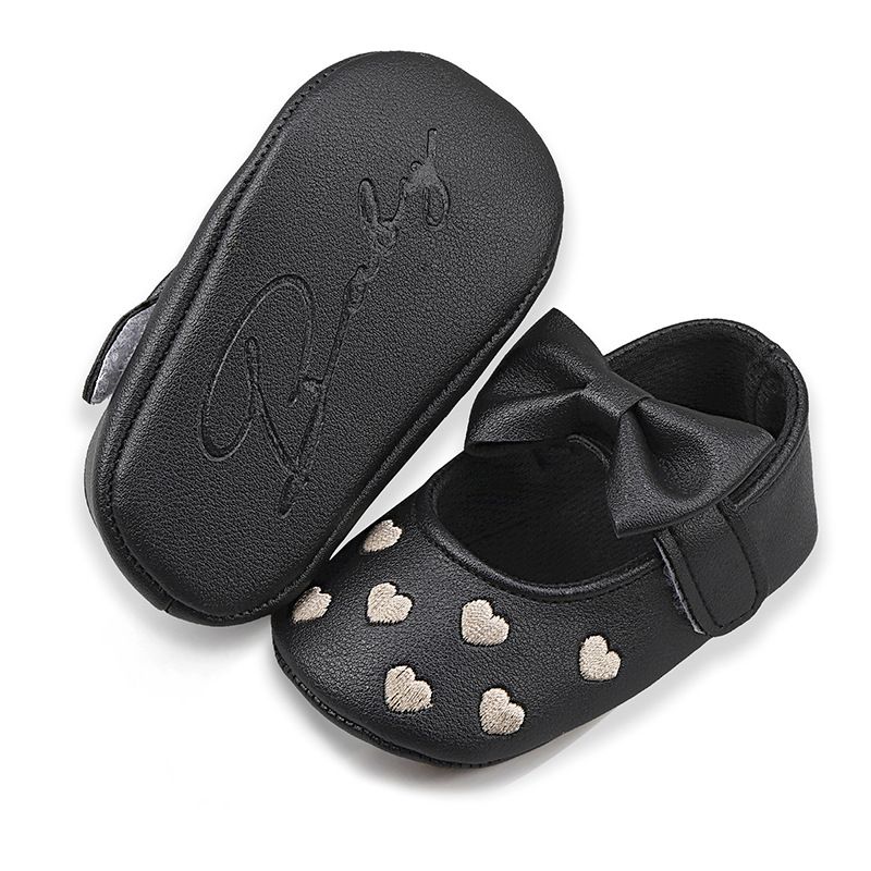 Baby Shoes Spring Autumn Embroidered Peach Heart Bow Baby Shoe Prewalker 0-1 Year Old Baby Boys Girls Soft Soled Shoes
