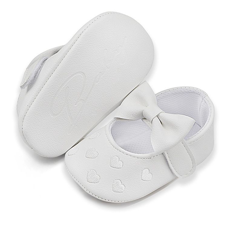 Baby Shoes Spring Autumn Embroidered Peach Heart Bow Baby Shoe Prewalker 0-1 Year Old Baby Boys Girls Soft Soled Shoes