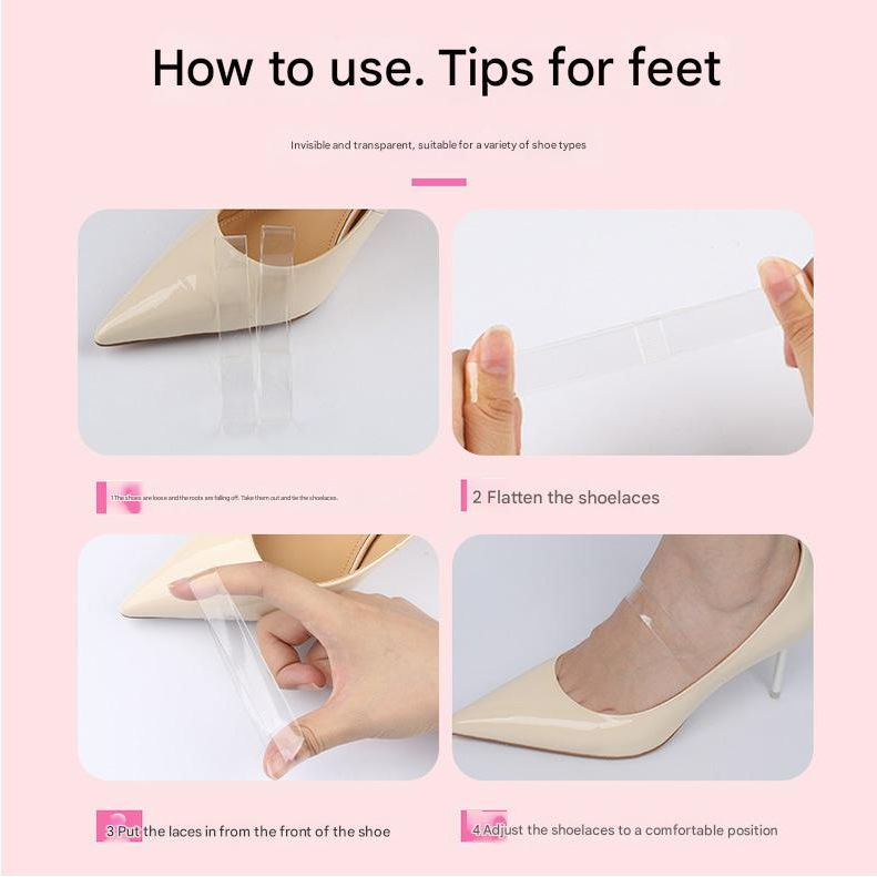 Invisible Shoelaces Prevent Falling Transparent High-Heeled Leather Shoes Triangle Strap High Heels Tie Shoelaces