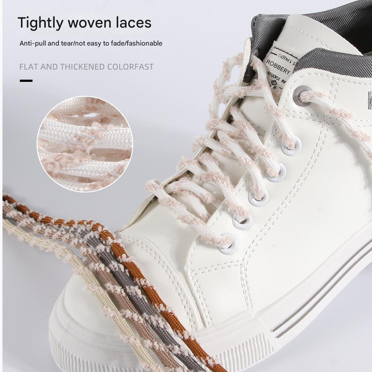 Circular Colored Shoelaces Sports Leisure Shoes Shoelace Trendy Black White High-Density Weaving Shoelace Rope
