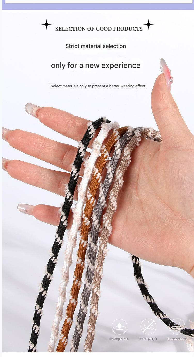 Circular Colored Shoelaces Sports Leisure Shoes Shoelace Trendy Black White High-Density Weaving Shoelace Rope