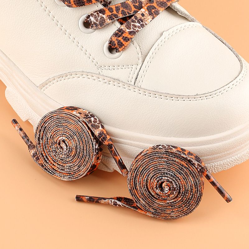 Shoelaces Basketball Shoes Canvas Shoe Ropes Sports White Shoes Flat Shoelaces Leopard Print