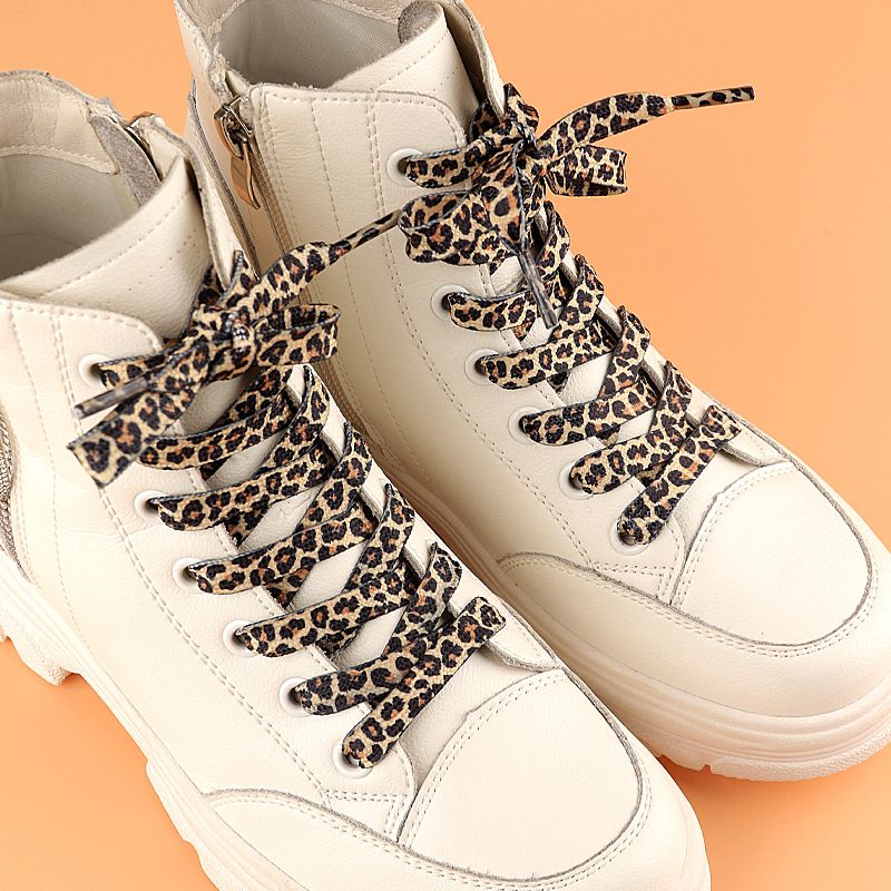 Shoelaces Basketball Shoes Canvas Shoe Ropes Sports White Shoes Flat Shoelaces Leopard Print