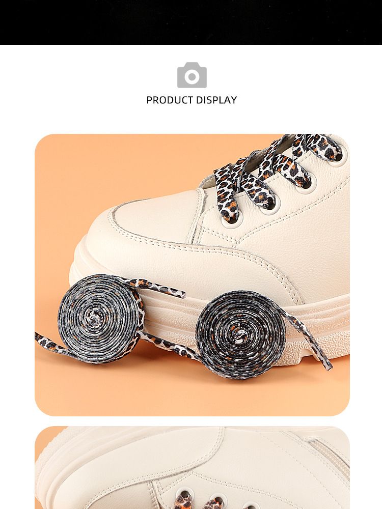 Shoelaces Basketball Shoes Canvas Shoe Ropes Sports White Shoes Flat Shoelaces Leopard Print