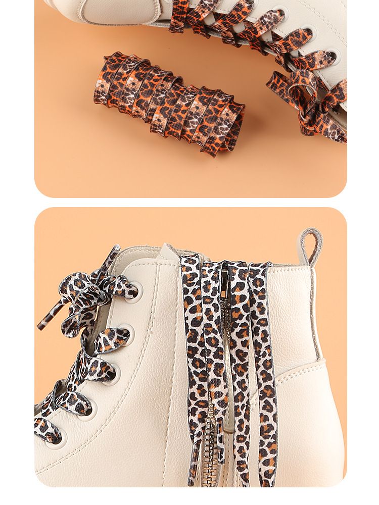 Shoelaces Basketball Shoes Canvas Shoe Ropes Sports White Shoes Flat Shoelaces Leopard Print