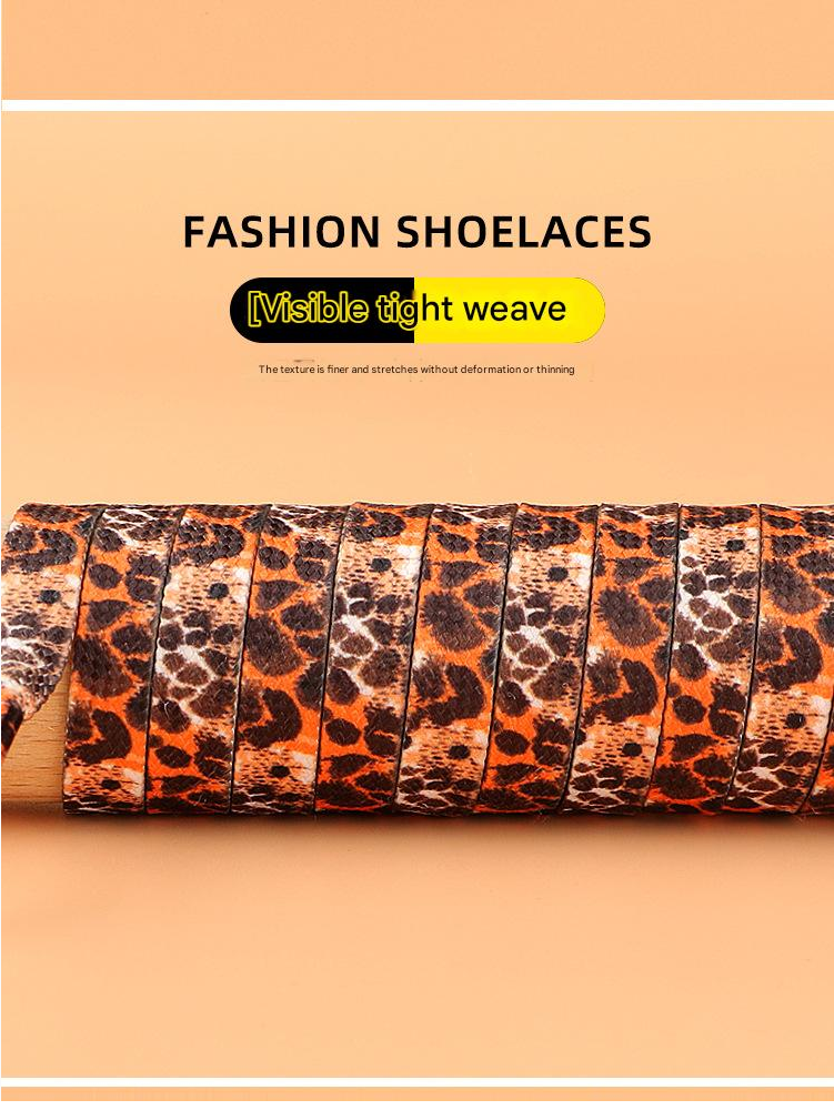 Shoelaces Basketball Shoes Canvas Shoe Ropes Sports White Shoes Flat Shoelaces Leopard Print