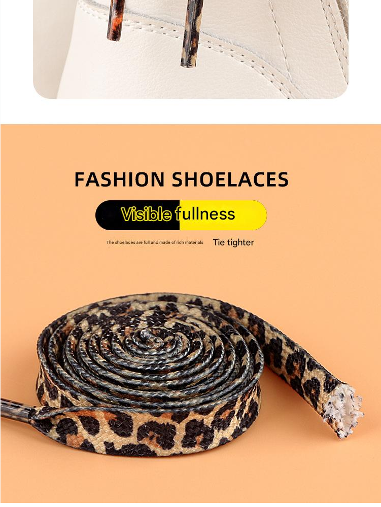 Shoelaces Basketball Shoes Canvas Shoe Ropes Sports White Shoes Flat Shoelaces Leopard Print