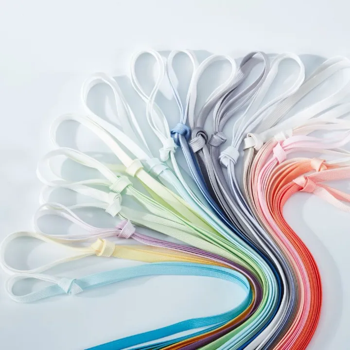 Shoelaces Canvas White Shoes Gradient Coler Shoelaces Double-Layer Flat Belt Candy Colored Gradient Shoelaces