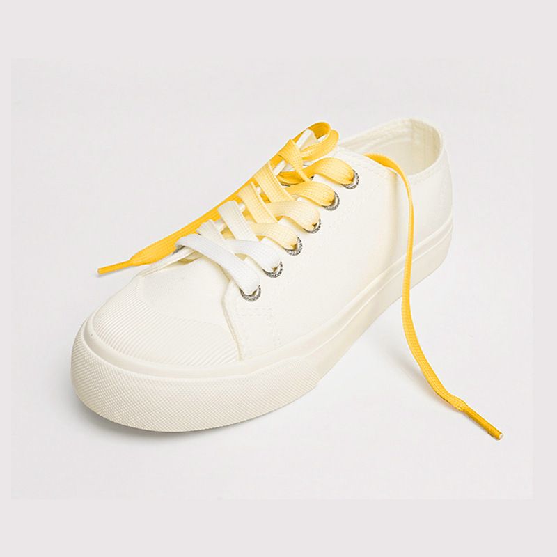 Shoelaces Canvas White Shoes Gradient Coler Shoelaces Double-Layer Flat Belt Candy Colored Gradient Shoelaces