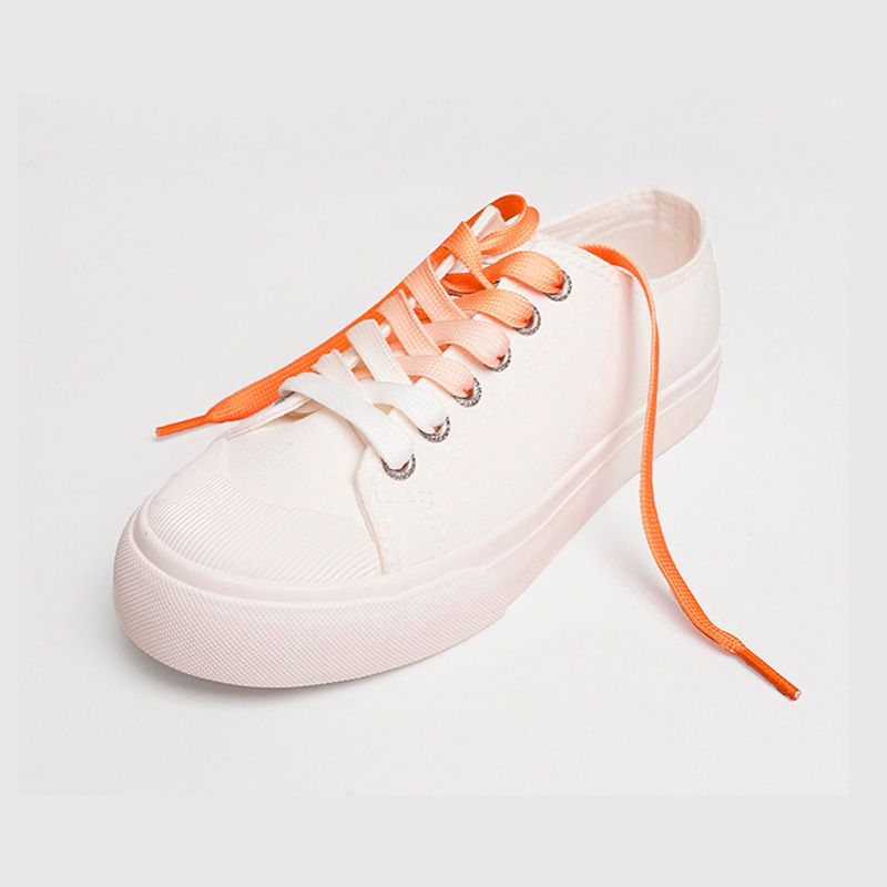 Shoelaces Canvas White Shoes Gradient Coler Shoelaces Double-Layer Flat Belt Candy Colored Gradient Shoelaces